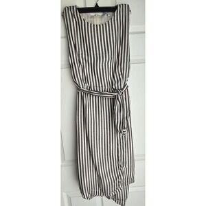 European Hidden Luxury Side Wrap Coastal Bubble Dress Flirty Striped Chiffon
